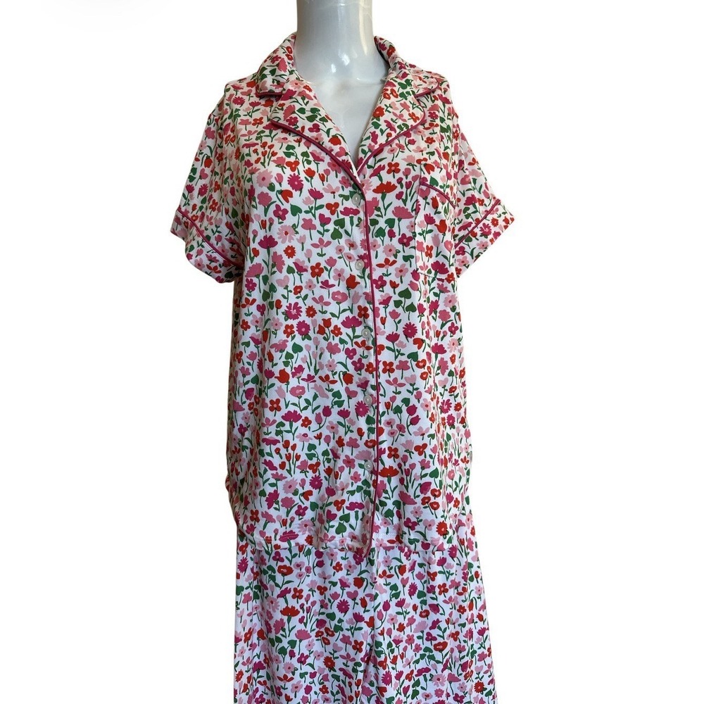 Kate Spade Women M Lounge/Pajama Set‎ Floral Button Up With Pocket